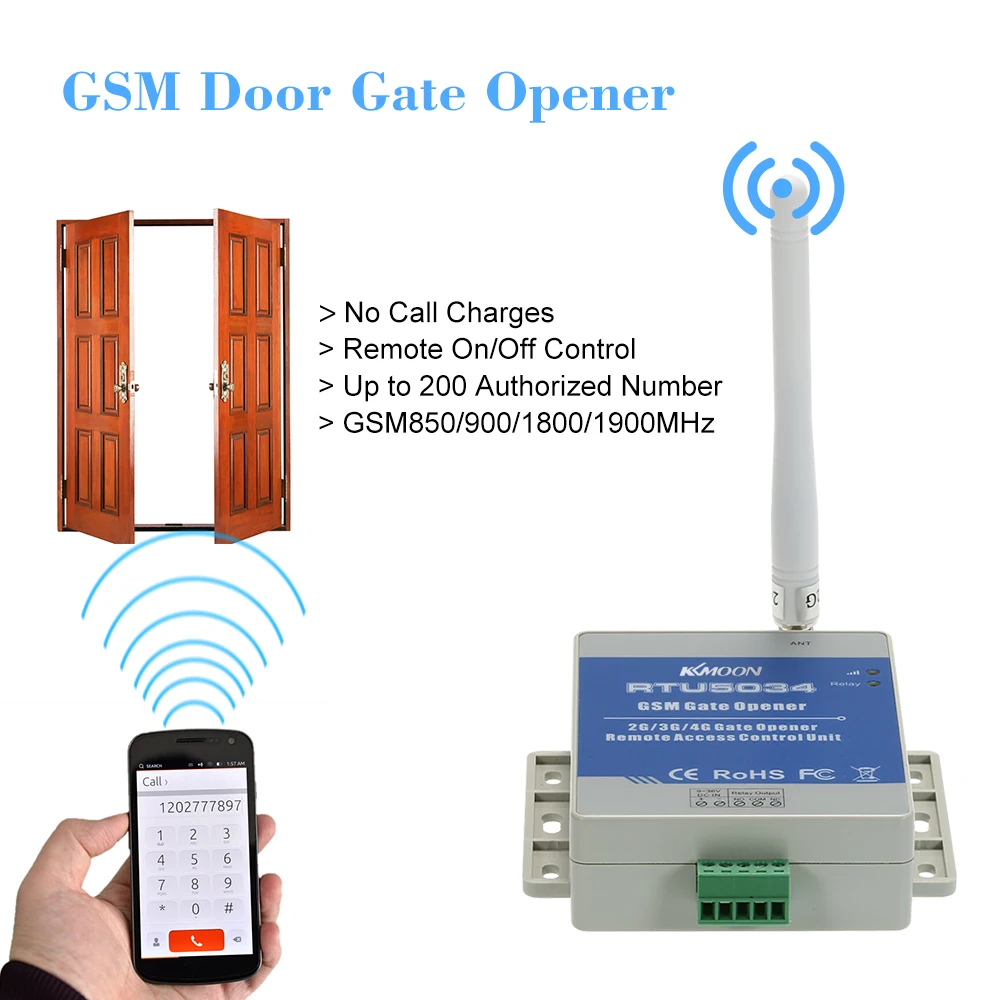 KKmoon GSM двери ворот дистанционный переключатель реле гарнитура звонки во время при помощи sms-команд Поддержка 850/900/1800/1900 МГц