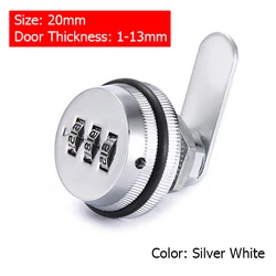 KAK Zinc Alloy Password Cam Lock for Secure Cabinets and Mailboxes - Black/Silver (Silver 20mm)