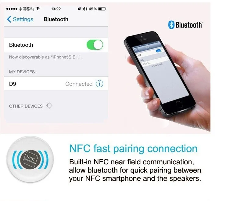 D9 Смарт зарядное устройство док-станция NFC Bluetooth стерео динамик FM радио двойной будильник дистанционное управление экран для iPhone Android