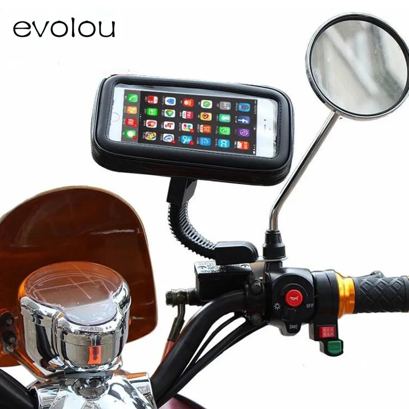 Phone Holder Motorcycle Mobile Support Case for Iphone X 8 Plus S9 GPS Waterproof Bag For Moto Rear View Mirror Stand Holders