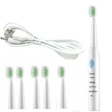5 режимов, ультра звуковая электрическая зубная щетка, USB зарядка, перезаряжаемые зубные щетки с 6 сменными головками, щетка с таймером