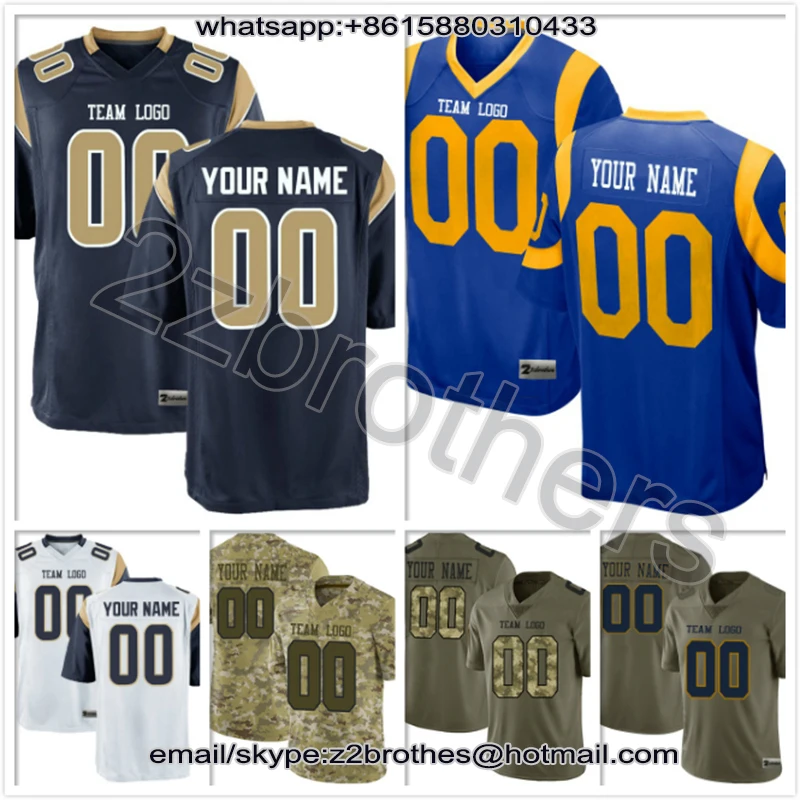 

Factory Wholesale Custom American Football Game Jersey Design Logo Stitch Your Own Team T-Shirt Los Angeles White Navy Royal Men