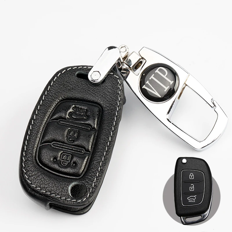 

Leather Key Case car Wallet Key cover Shell keychain Auto key smart PU accessories products styling For Hyundai Creta ix25 15-17