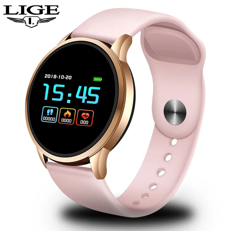 

LIGE 2019 New Smart Bracelet Women Men Smart Watch Heart rate Blood pressure Monitor LED Color Screen Soprt Smart Wristband+Box