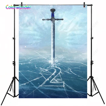 

Long Sword In Ice Surface Backdrop Fariy Tale Kids Children Professional Background For Boys 2nd Birthday Photocall Photobooth