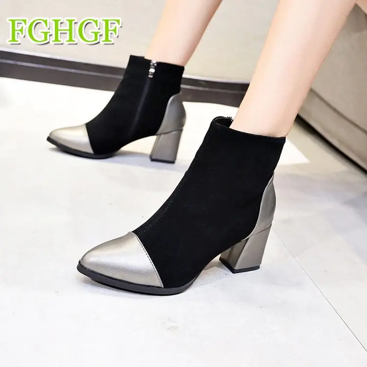 

Fashion Suede Ankle Boots for Women Female Boots Black Winter Shoes Ladies Booties
