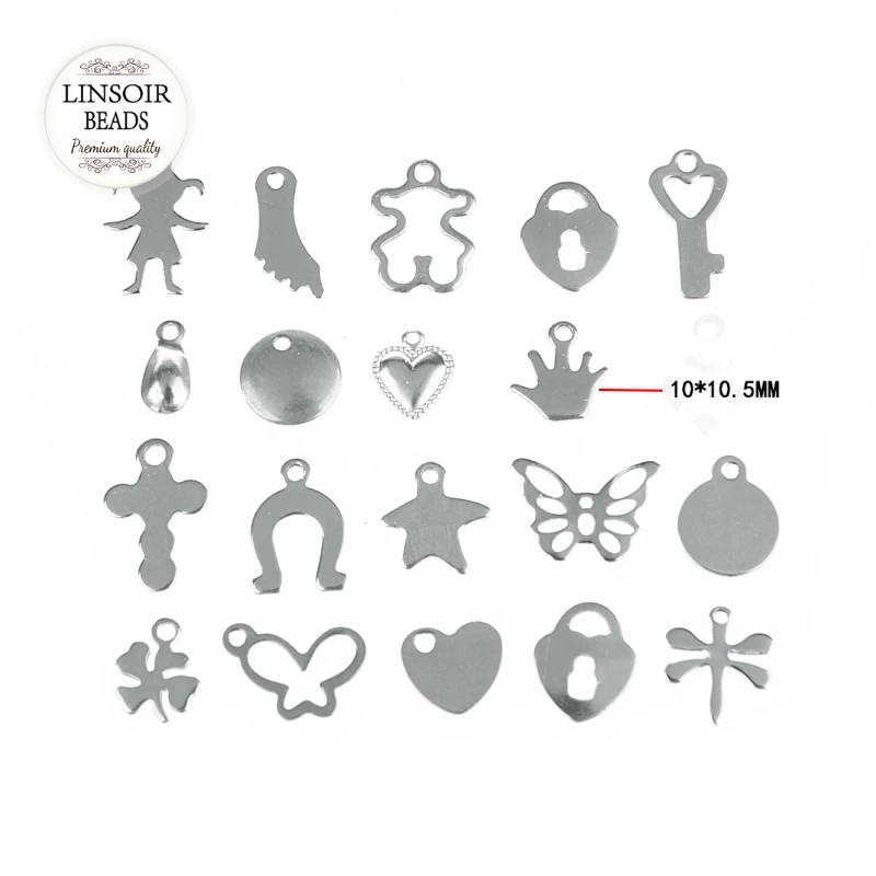 

Wholesale 50PCS/lot Stainless Steel Metal Silver Color Mixed Pendant Charms for DIY Jewelry Making Accessories Findings
