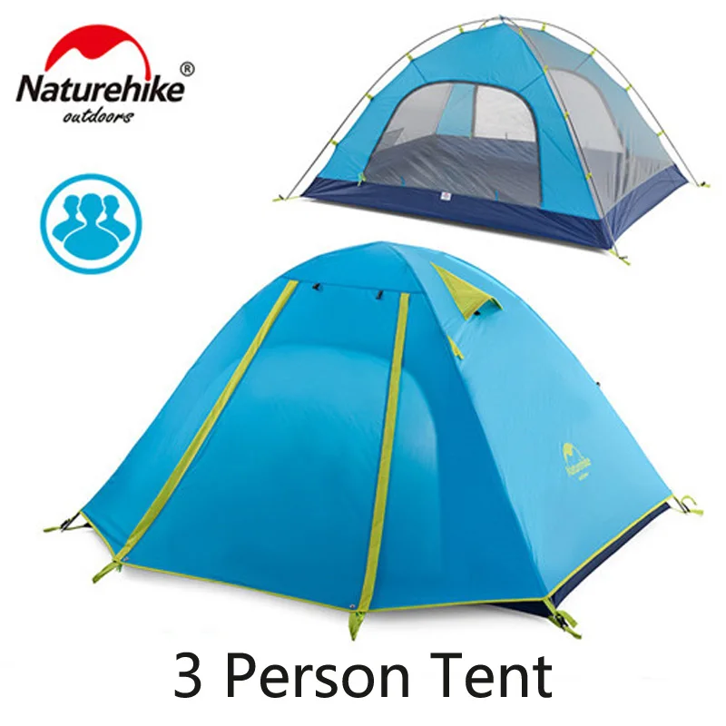 Naturehike Наружная палатка ветрозащитная 3 4 Человек Кемпинг водонепроницаемая палатка двухслойная походная пляжная туристическая палатка 2 человека туристические палатки - Цвет: Dark Blue 3P