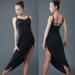 Латинский платье для танцев пикантные черные подтяжки открытой спиной юбка Для женщин Танго Чача одежда для румбы для латинских танцев