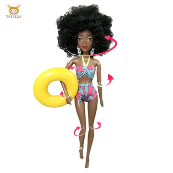 

12inch hot 31cm girl Baby Dolls afro bikini girl doll For Girls swim Joint African Doll Toy Black Doll Best Gift bath