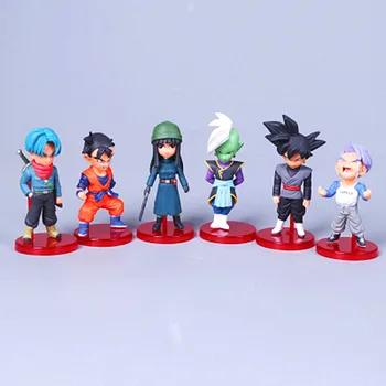 

8.5CM Dragon Ball Black Hair Son GoKu Trunks PVC Anime Figure Saiyan Model 6 pcs/set Doll Decoration Kids Gift Z60