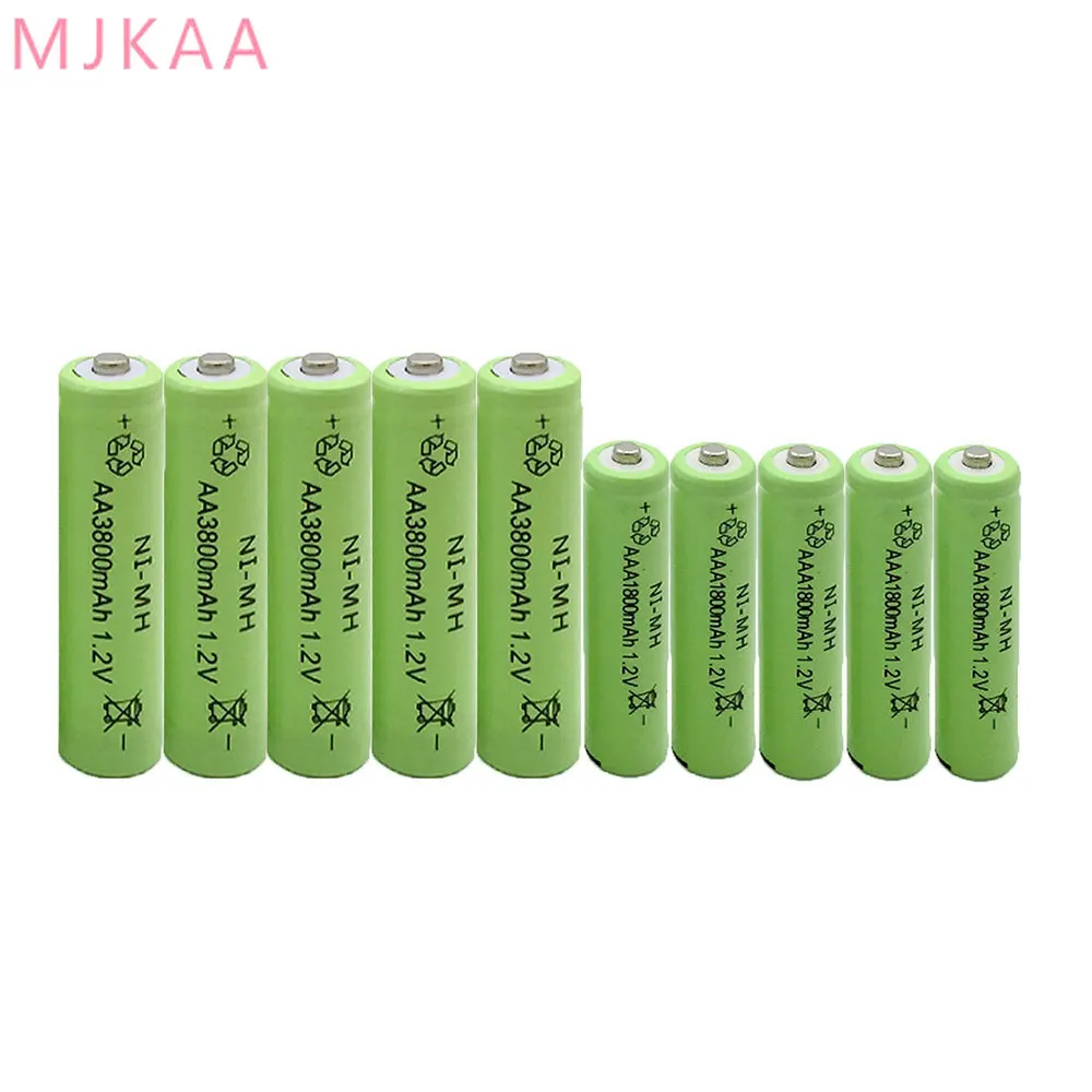 10 шт Ni-MH AA 3800mAh+ 10 шт AAA 1800mAh перезаряжаемые батареи для пультов дистанционного управления, радио факелы Часы игрушки