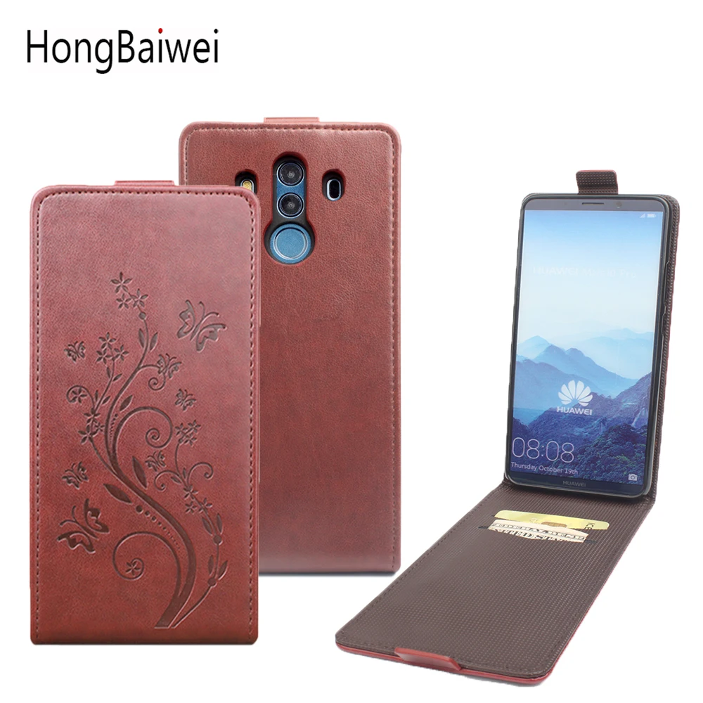 

HongBaiwei for Huawei Mate 10 Pro Flip Case Fashion Embossed Leather Case Cover for Huawei Mate 10 Pro 6.0 inch Protective Shell