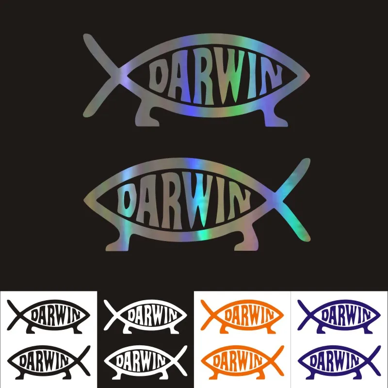 

Car Stickers 13.6CM*5.7CM Darwin Fish Cartoon Car Motorcycles Decoration 3D Reflective Waterproof Car Styling Custom Sticker