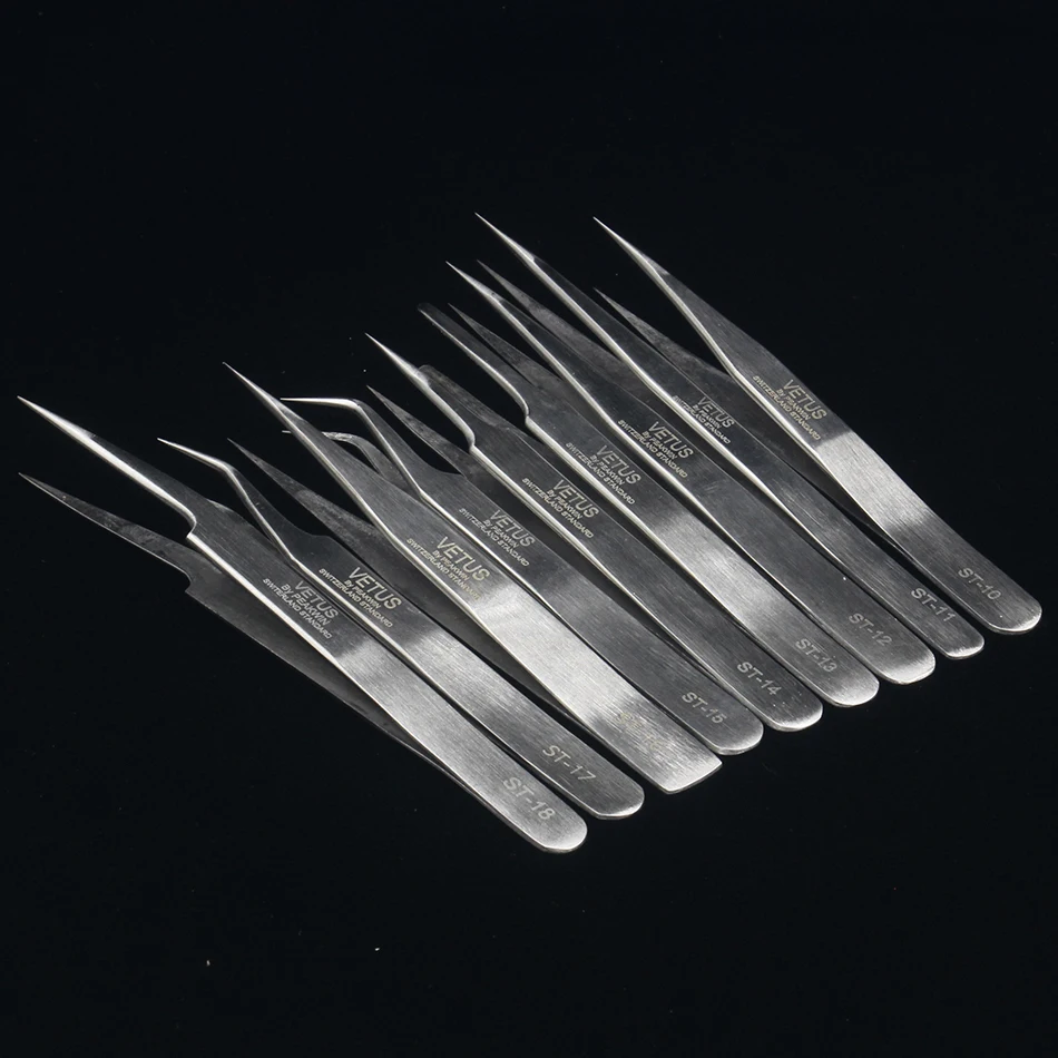 Genuine Vetus ST Series Ultra Precision Stainless Tweezers Extension Anti Acid ESD Anti-Static Stainless Tweezer ST-10