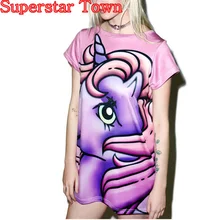 Polerones Mujer De Marca короткий рукав Харадзюку крутая розовая рубашка с единорогом для девочек летние аниме топы футболки Femme De Marque Ete