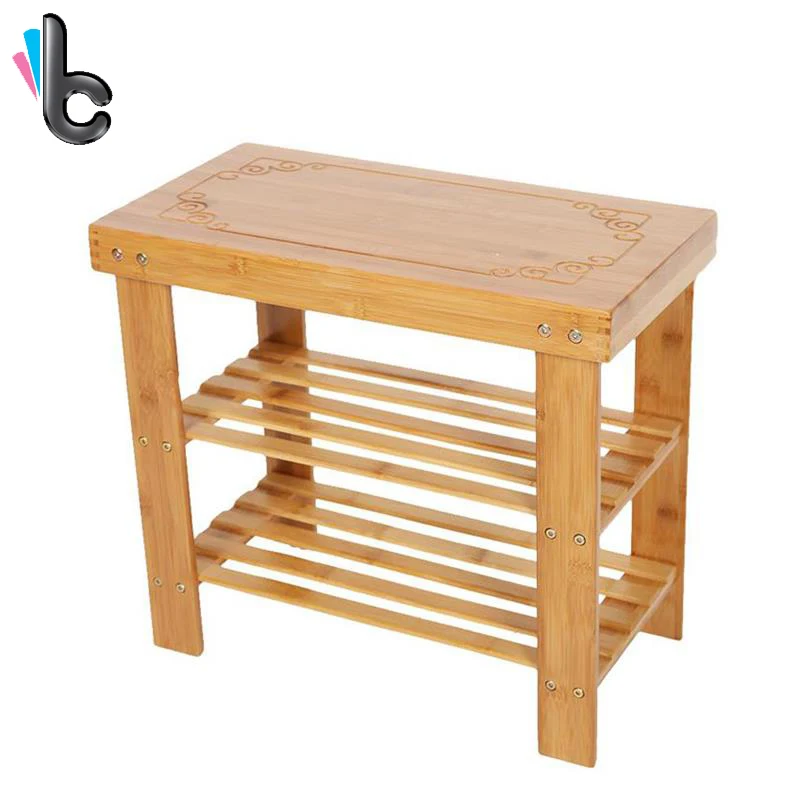 2 Tier Shoe Rack Natural Bamboo Shoe Rack Shoe Bench Organizer And