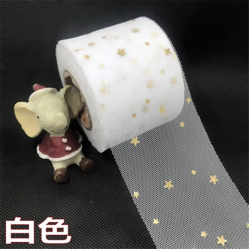 

20m/lot 6cm Tulle Roll Sequins Stars Mesh Organza Ribbon Gift Box Wrapping Supplies Wedding Party Table Runner Decoration