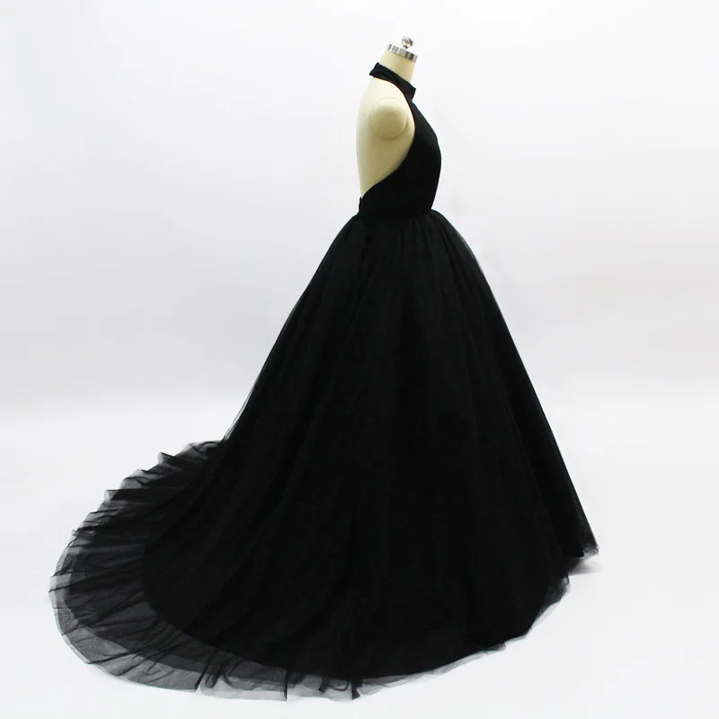 Черное вечернее платье принцессы, длинное сексуальное вечернее платье, платья высокого класса, платье с открытой спиной для выпускного, новое платье с глубоким v-образным вырезом