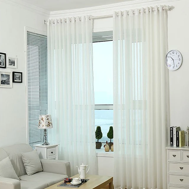 Effen Mengen Gordijn Tule Gordijn staven Sheer Voile Window Wit ... Effen Mengen Gordijn Tule Gordijn staven Sheer Voile Window Wit ...