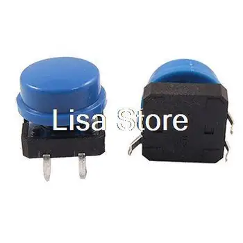 

Nice Quality 20pcs/lots 4 Pin DIP Plastic Cap Blue Switch Momentary Tact Push Button Through Hole 12x12x12mm Switch