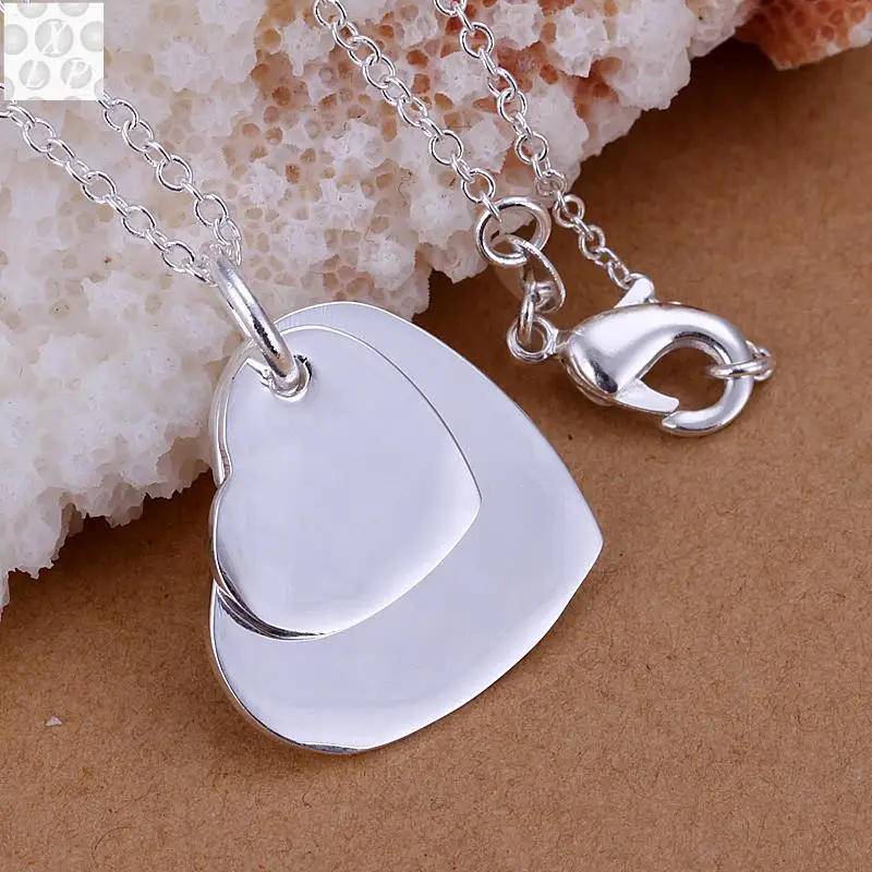 Buy P084 Factory price high quality jewelry 925 silver, double flat heart