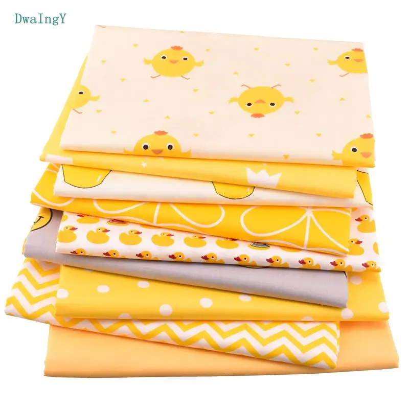 

DwaIngY 9pcs/lot yellow series Twill Cotton Fabric For Patchwork DIY /Sewing/Quilting Cloth/Quarters/Material Baby Doll 40*50cm