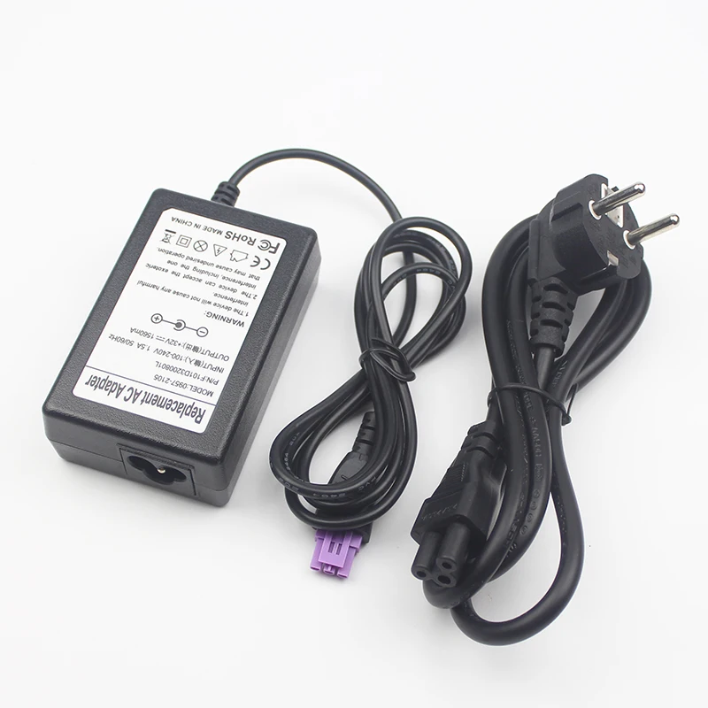 

22V 455mA Printer Power Adapter with EU Plug Cord for HP Deskjet 0957-2385 1518 1510 1010 Prong Scanner AC DC Charger
