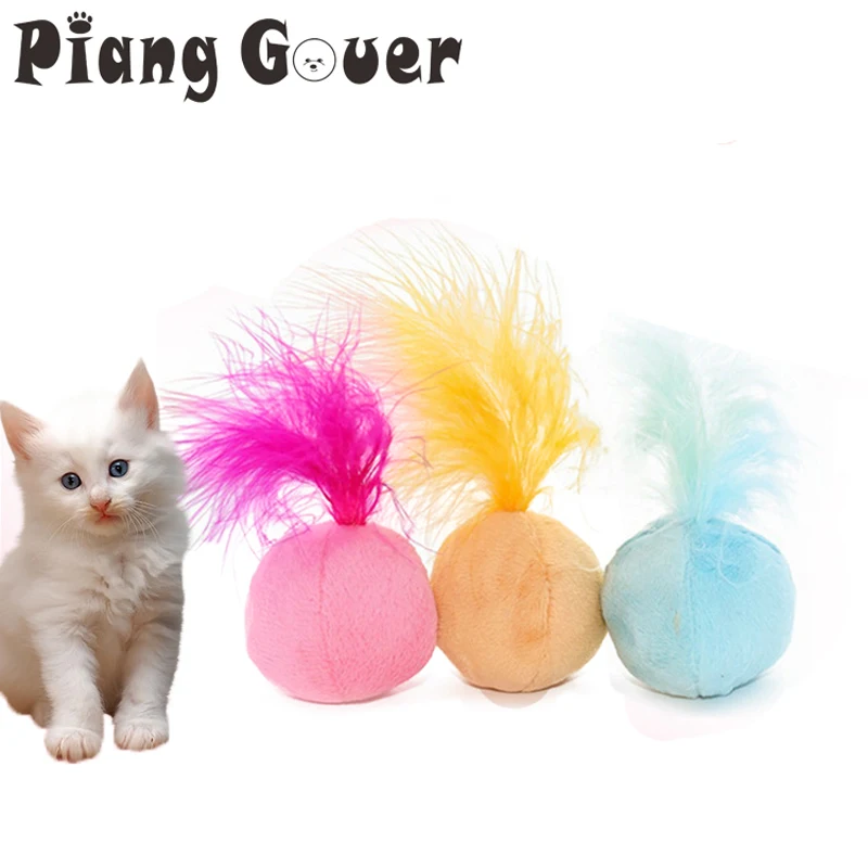 Feather Furry Ball Pet Cat Toys Catnip Bell Ball Playing Toys For Cats Kittenin Cat Toys from