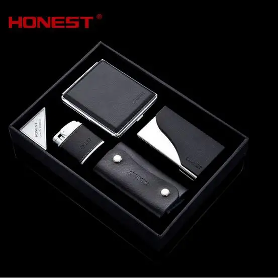 

Honest genuine cigarette lighter, top quality business, metal gift 4 suits(gas lighter+cigarette case+name card holder)