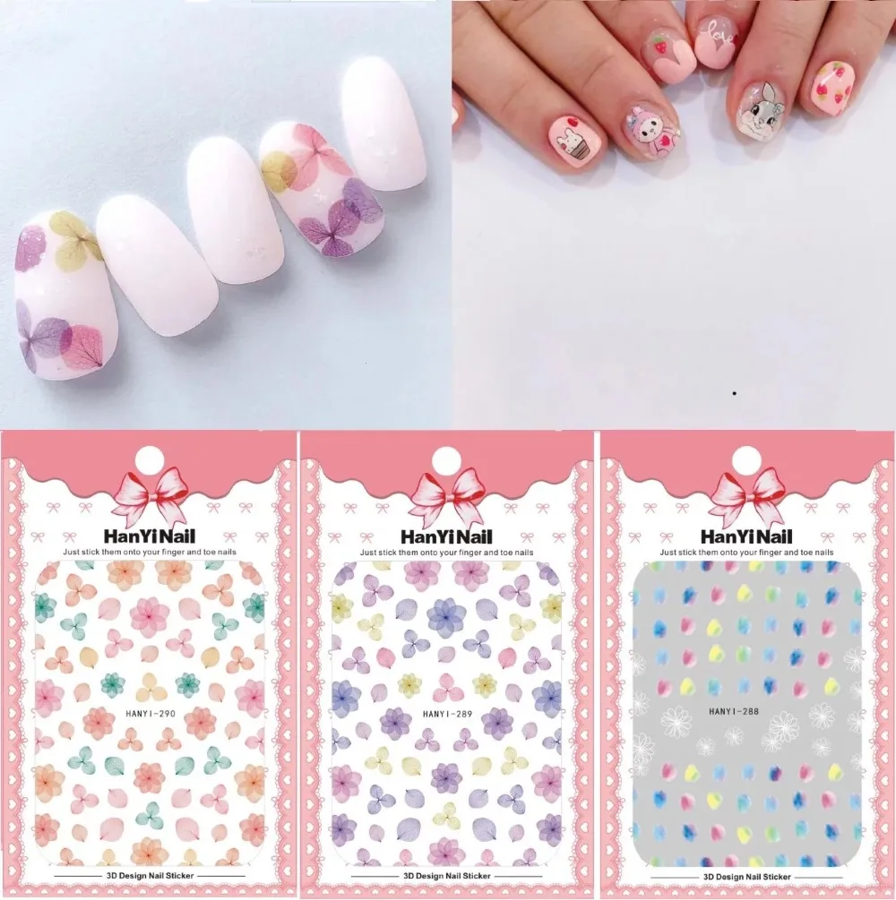 

Newest HANYI-288-289-290-291-292 Flower 3d nail art sticker nail decal stamping export japan design
