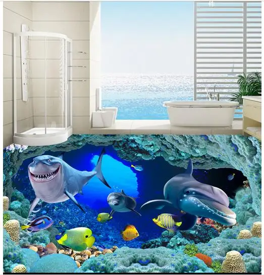 

3d wallpaper custom 3d flooring painting wallpaper room murals 3d underwater world stereograph floor tile wall 3d photo wallpaer