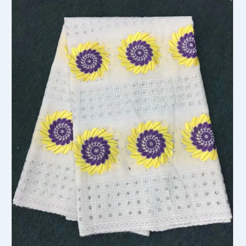 holes design swiss lace cotton fabric flowers embroidery with stones 5