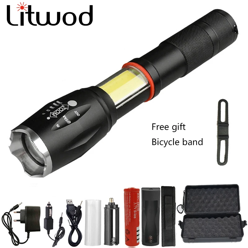 

Litwod Z30 1005A Led flashlight torch 8000LM CREE XM-L2 U3 Multifunction hidden COB flashlight tail super magnet design