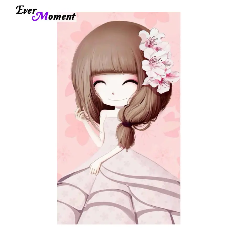 

Ever Moment Pink Flower Smiling Girl Diamond Painting Handicraft Patchwork Beadwork Diamond Embroidery DIY Craft Mosaic ASF598