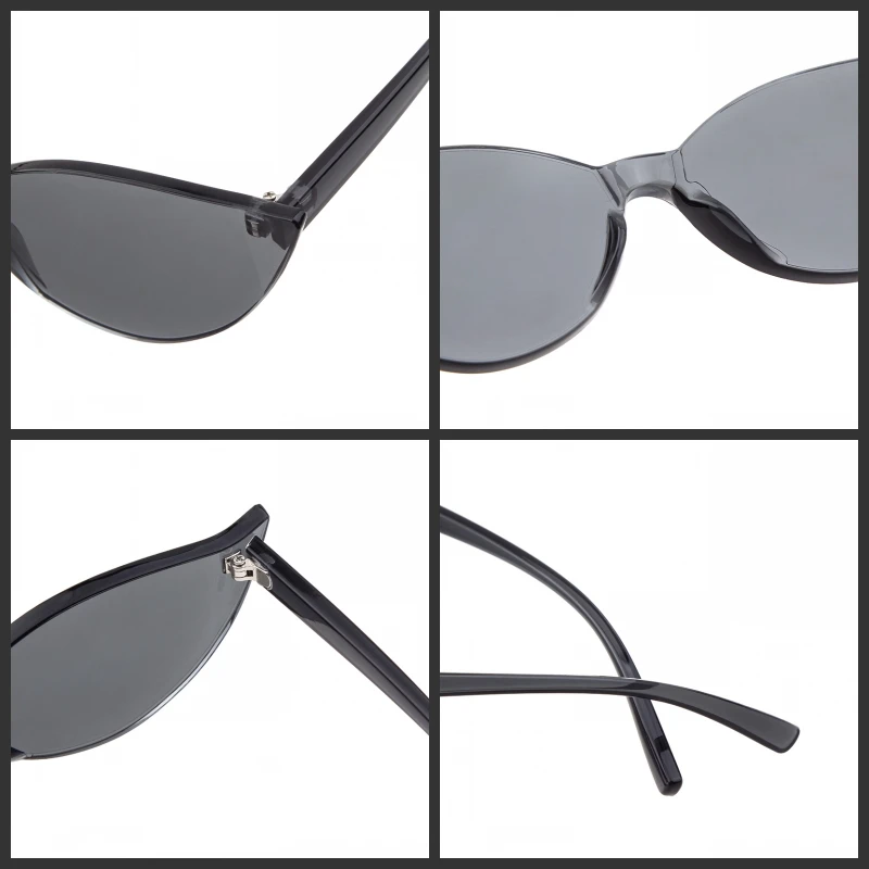 WHO милашка, Модные прозрачные солнцезащитные очки для женщин, кошачий глаз, фирменный дизайн,, Ретро стиль, без оправы, футуристические солнцезащитные очки OM851