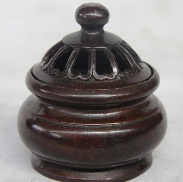 

song voge gem S1596 4 China Buddhism Temple Palace Bronze Copper Carved Statue Incense Burner Censer