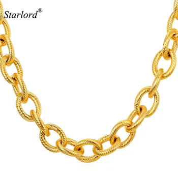 

Starlord Kpop Big Chunky Necklace Mens Gold Chain Black Gun/Gold Color Stainless Steel Chain Men Jewelry GN2151