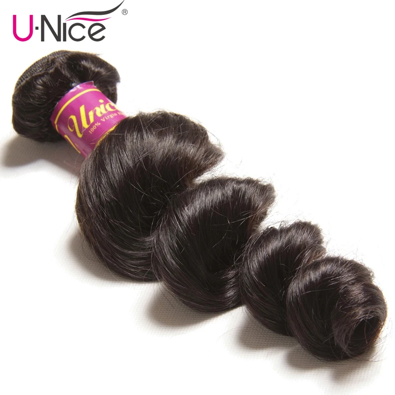 

UNice Hair Company Brazilian Loose Wave Bundles Natural Color Remy Hair Weaving 1 Piece 100% Human Hair Extensions 16-26inch
