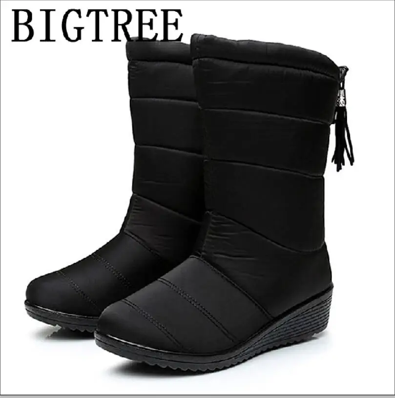 

= BIGTREE New Women Boots Winter Women Ankle Boots Waterproof Warm Women Snow Boots Women Shoes female Warm Fur Botas Mujer