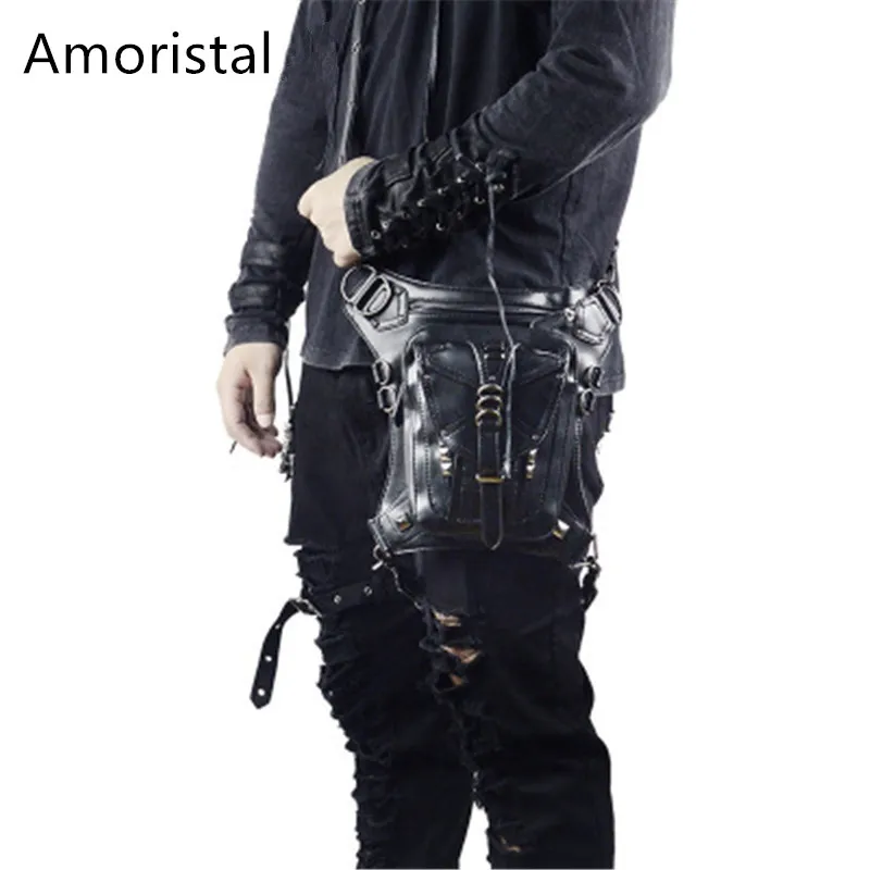 

Waist Pack Men's Fashion Bag Multifunctional Men's Bag Steampunk Shoulder Crossbody Punk/Rock PU Leather Men's Purse H013