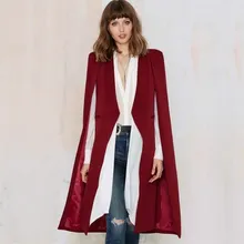 Плащ накидка Длинный блейзер женский черный хаки красный белый синий розовый лацкан Сплит длинный рукав куртка Женский жакет в стиле кэжуал OL костюм куртка