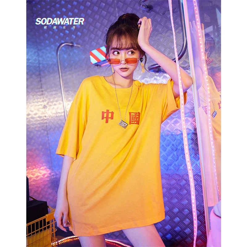 SODAWATER Girl китайская футболка с забавным принтом женские футболки в стиле хип-хоп