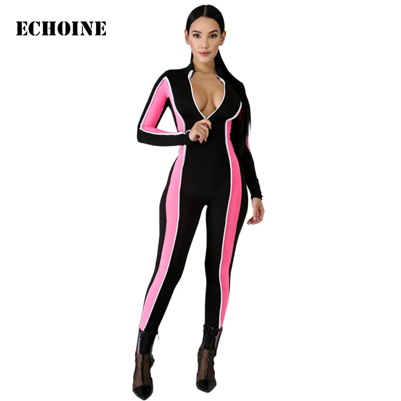 

Sexy Ensemble Sportswear Zipper Jumpsuits Fitness Overalls Work Out Sport Suit Long Sleeve Rompers Jumpsuit Bodycon Sportswear