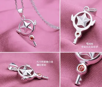 

925 Sterling Card Captor Sakura Kinomoto Star Wand Key Pendent Necklace