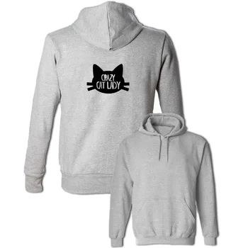 

Funny Crazy Cat Lady Hip Hop Hoodies Women's Girl's Sweatshirt Pullover Jackets Cotton Fashion Long Sleeve Tops Christmas Gift