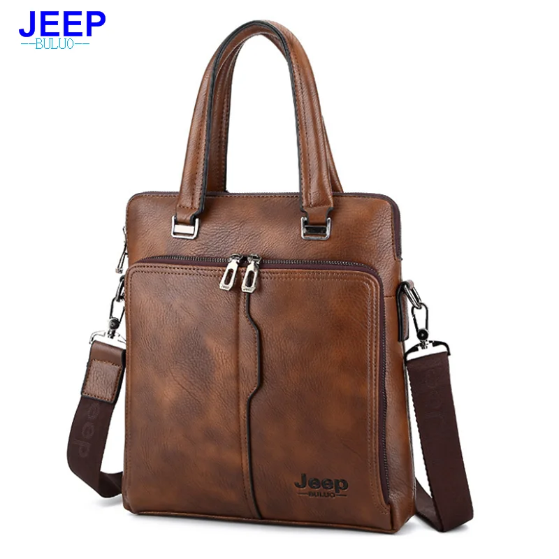 

JEEP Buluo Men Leath Handbag with Top Quality Leather Men Crossbody Bag for Fashion Business Men Vertical Handbag