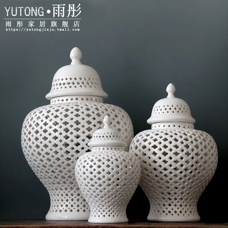 

ceramic Creative Hollow General tank Candy Jars home decor craft wedding decoration vintage porcelain figurine Decorative cans