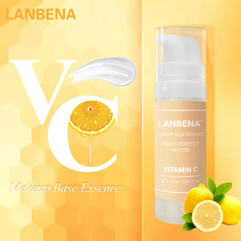 

Lanbena Vitamin C Makeup Base Essence Primer Face Serum Shrink Pores Moisturizing Whitening Make Up Beauty Cosmetic Skin Care