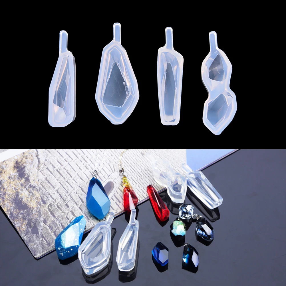1Pc Transparent Silicone Diamond cut surface Pendant Mould For Resin Real Flower DIY Mould Jewelry Making Tool